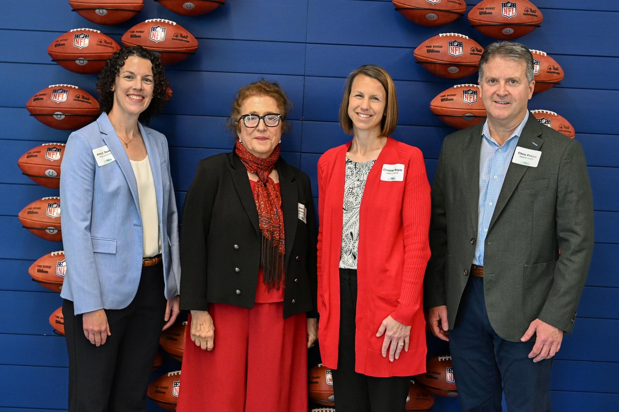 The Indiana roundtable featured four speakers—Amy Davis, Dr. Bernice Pescosolido, Christan Royer, and Chris Pricco—at the Indiana Farm Bureau Football Center.