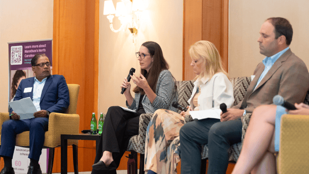 Sougata Mukerjee, Amanda Barefoot, Pamela Genske, and Brandon Moorefield on the panel.