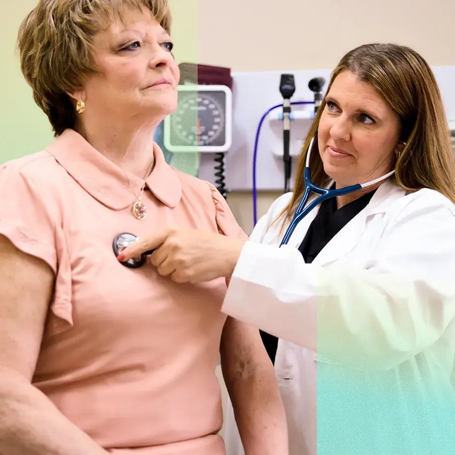 Woman receiving advanced primary care in Missouri.