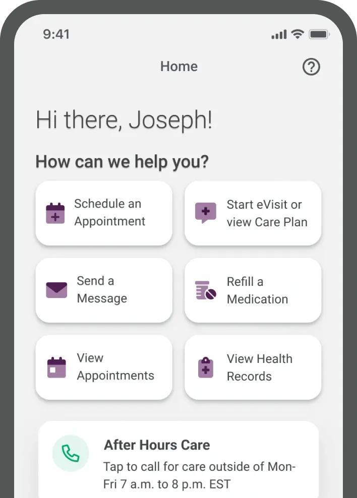 Marathon Health app displayed on a mobile phone screen.