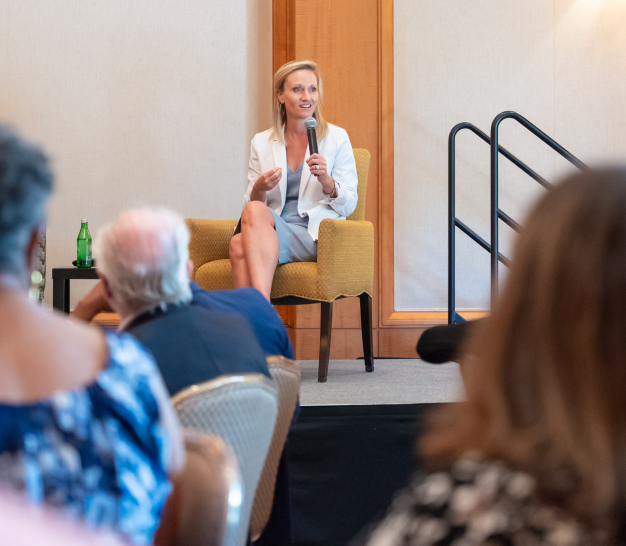 Krista Beckwith shares her vision for healthcare transformation at a professional engagement.