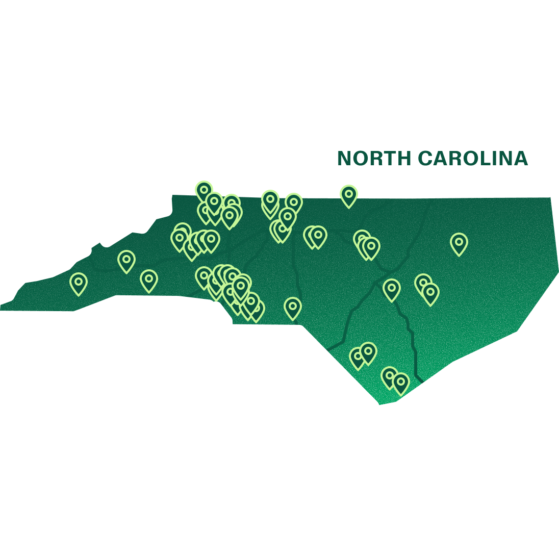 Map of Marathon Health locations in North Carolina.