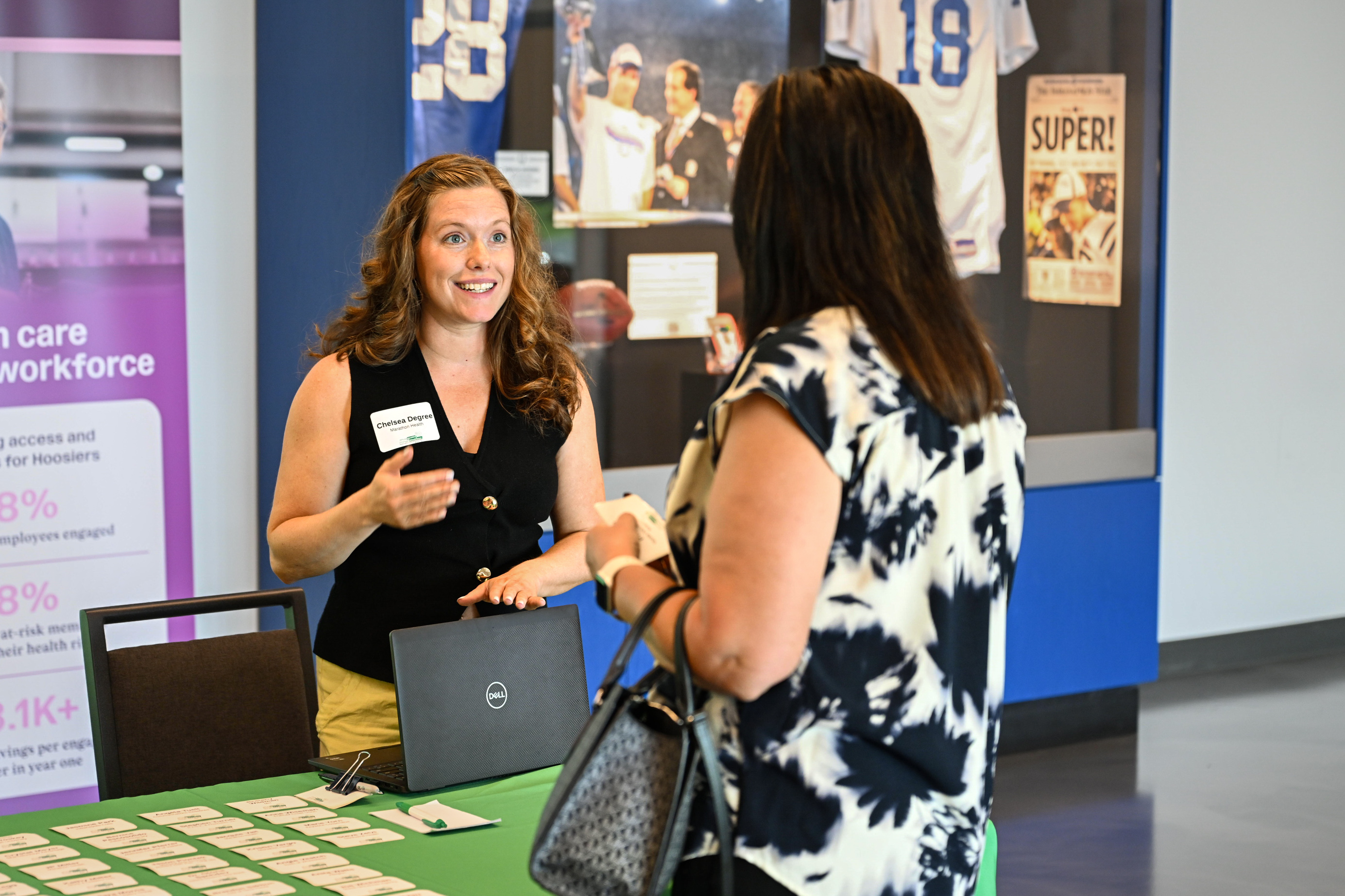 Attendees check in at the Marathon Health Indiana Roundtable.