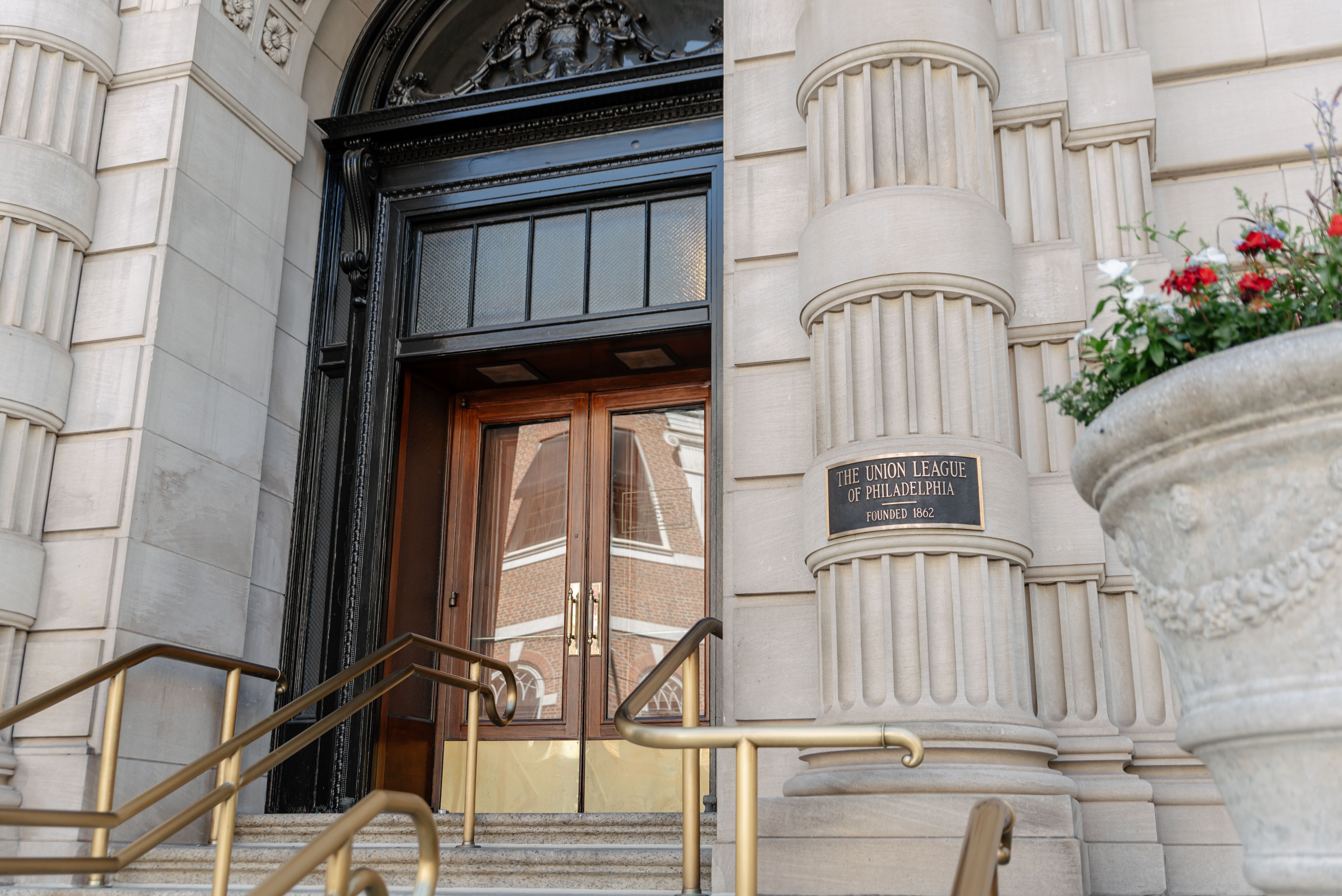 The entrance to the Union League of Philadelphia building.