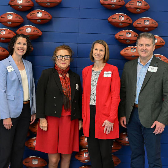 The Indiana roundtable featured four speakers—Amy Davis, Dr. Bernice Pescosolido, Christan Royer, and Chris Pricco—at the Indiana Farm Bureau Football Center.
