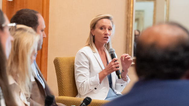 Krista Beckwith speaks at the Marathon Health North Carolina roundtable.