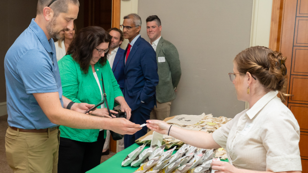 Attendees check in at the Marathon Health North Carolina roundtable.