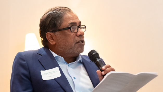 Sougata Mukerjee speaks at the Marathon Health North Carolina roundtable.