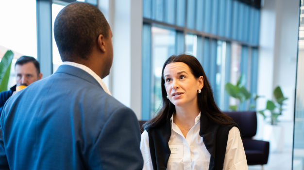 Attendees in conversation at the Marathon Health Ohio roundtable.