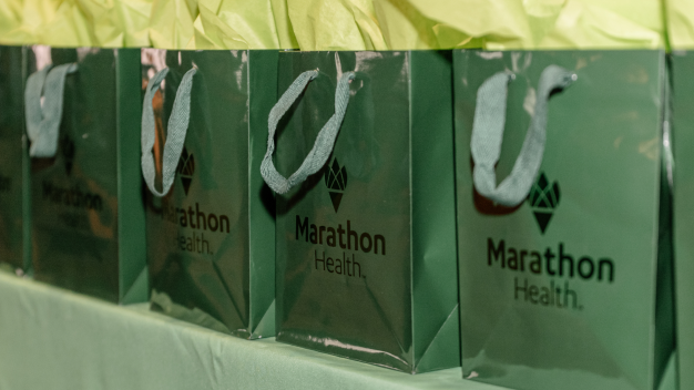 Marathon Health branded gift bags at the Philadelphia roundtable.