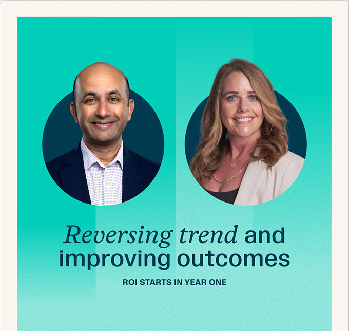 'Reversing Trend and Improving Outcomes' webinar, featuring two speaker headshots.